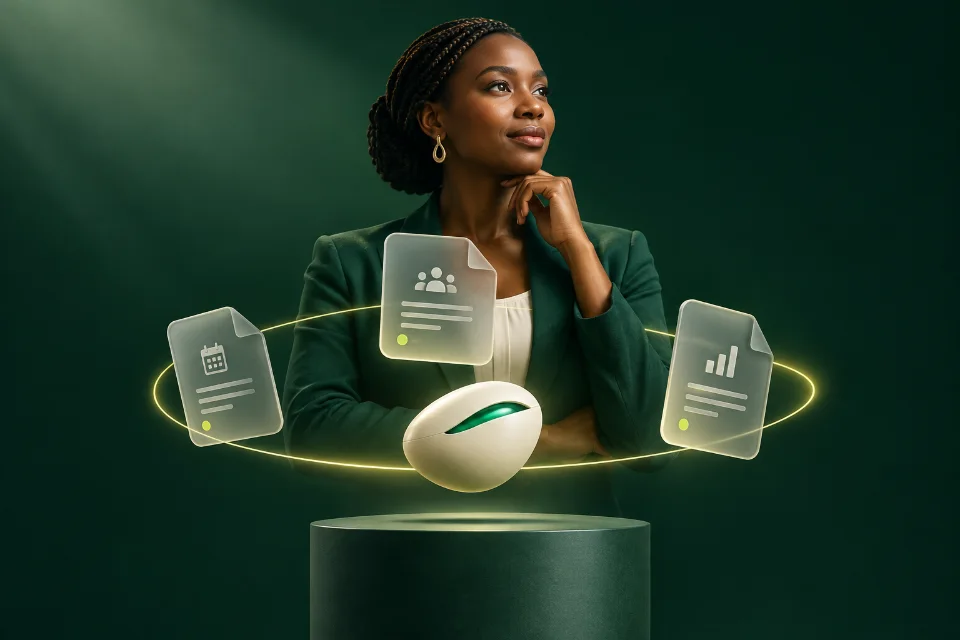 Une forme lumineuse accompagne des cartes abstraites : une représentation artistique de l’assistance.
